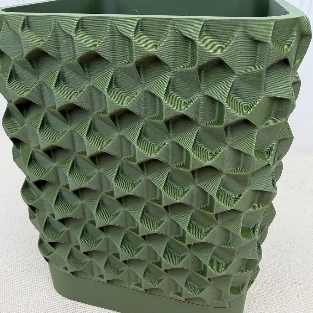 Rovi Square Planter, Indoor Flower Pot, Tabletop Planter, Faceted Texture,Modern